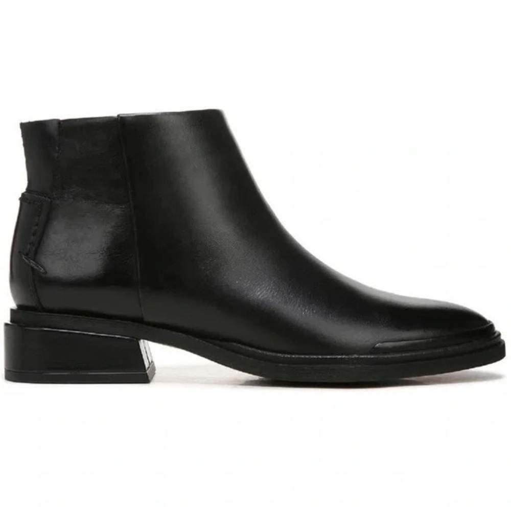 New! Franco Sarto Black Leather A-Nemi zip Booties Ankle Boot. Size 9